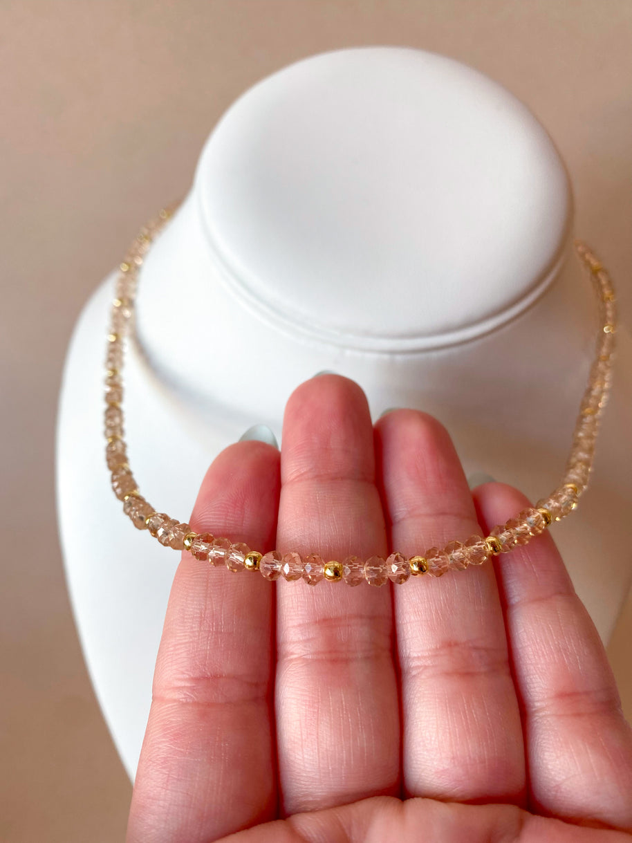 Light Brown Crystals Plain Necklace
