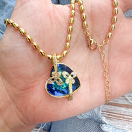 Shiny Blue Heart Necklace