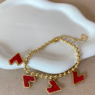 Multi Red & Pink Heart Miyuki Bracelet