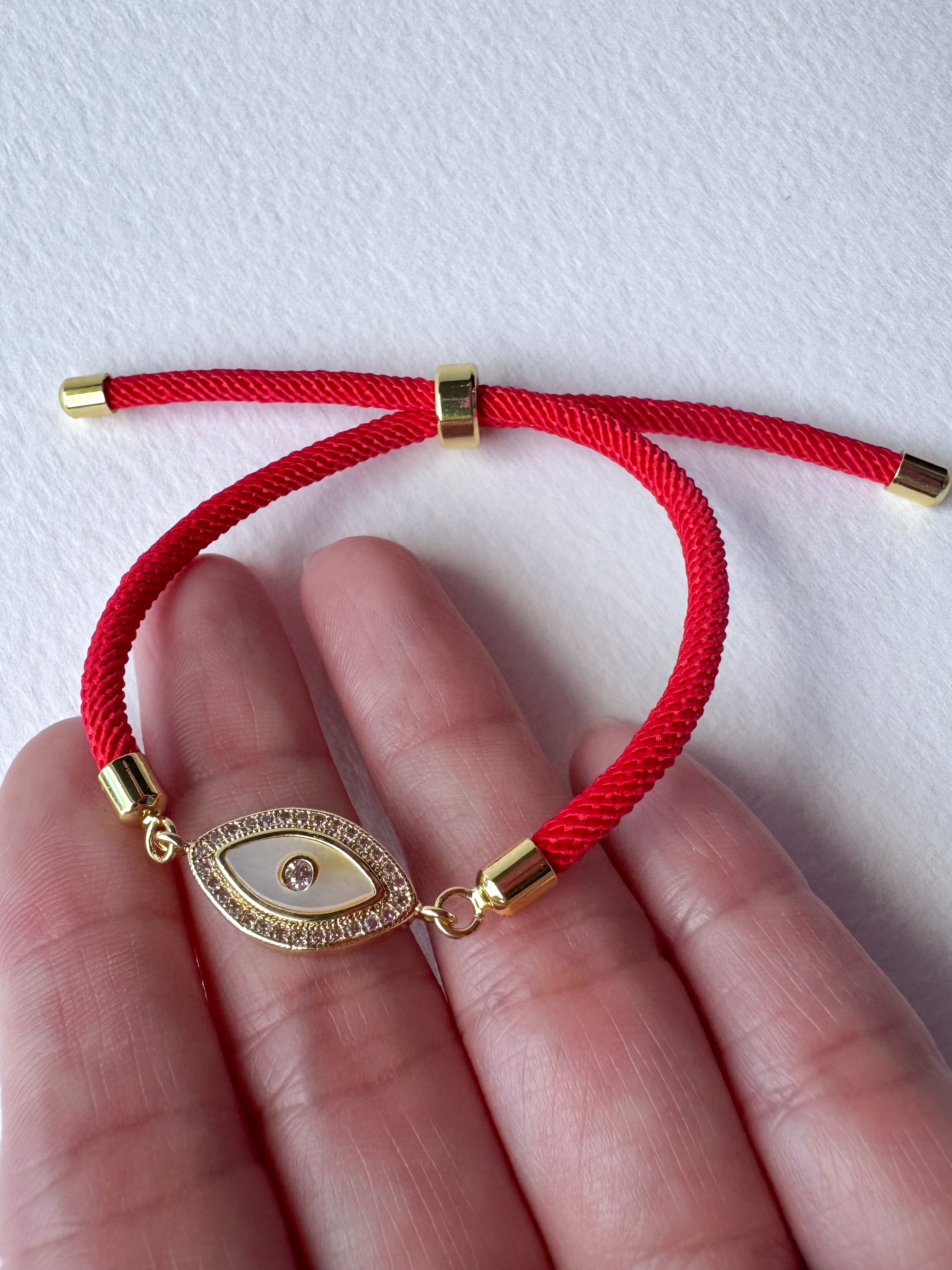 Red Evil Eye Adjustable Bracelet