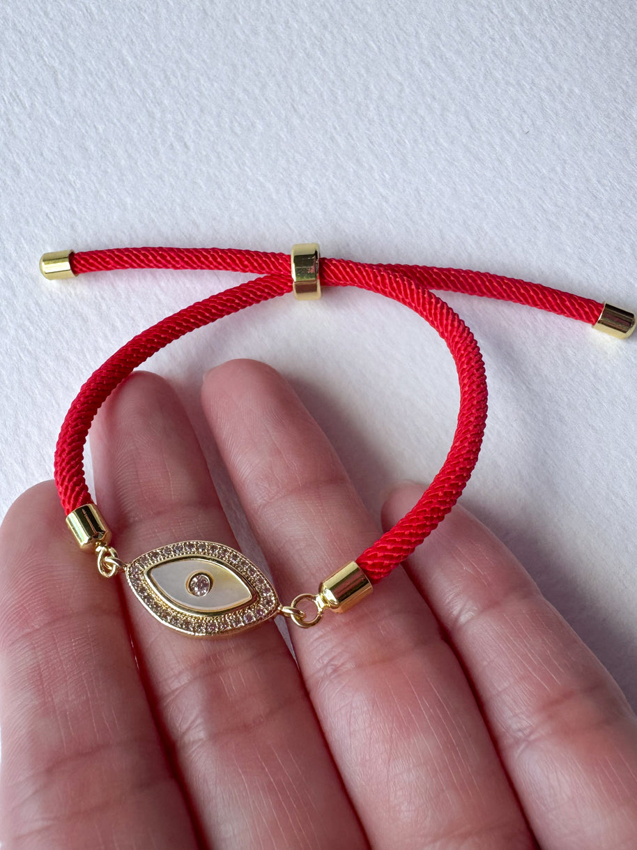 Red Evil Eye Adjustable Bracelet