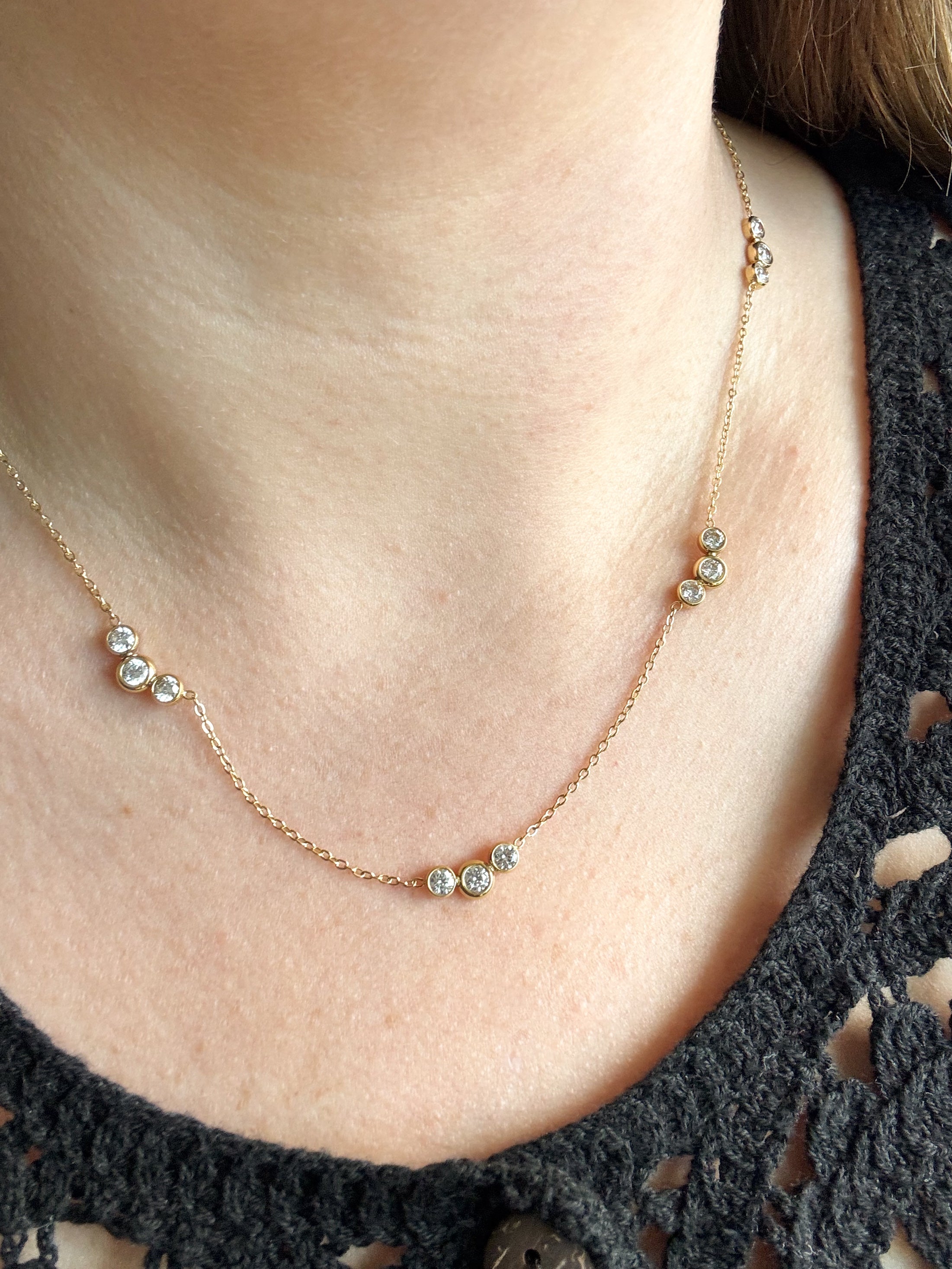 Crystal Pattern Silver & Gold Necklace