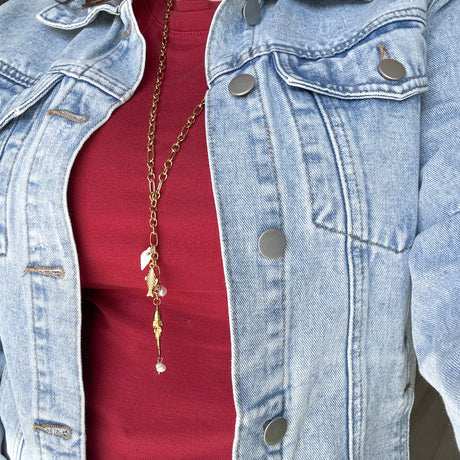 Large Fish & Coral Steel Necklace