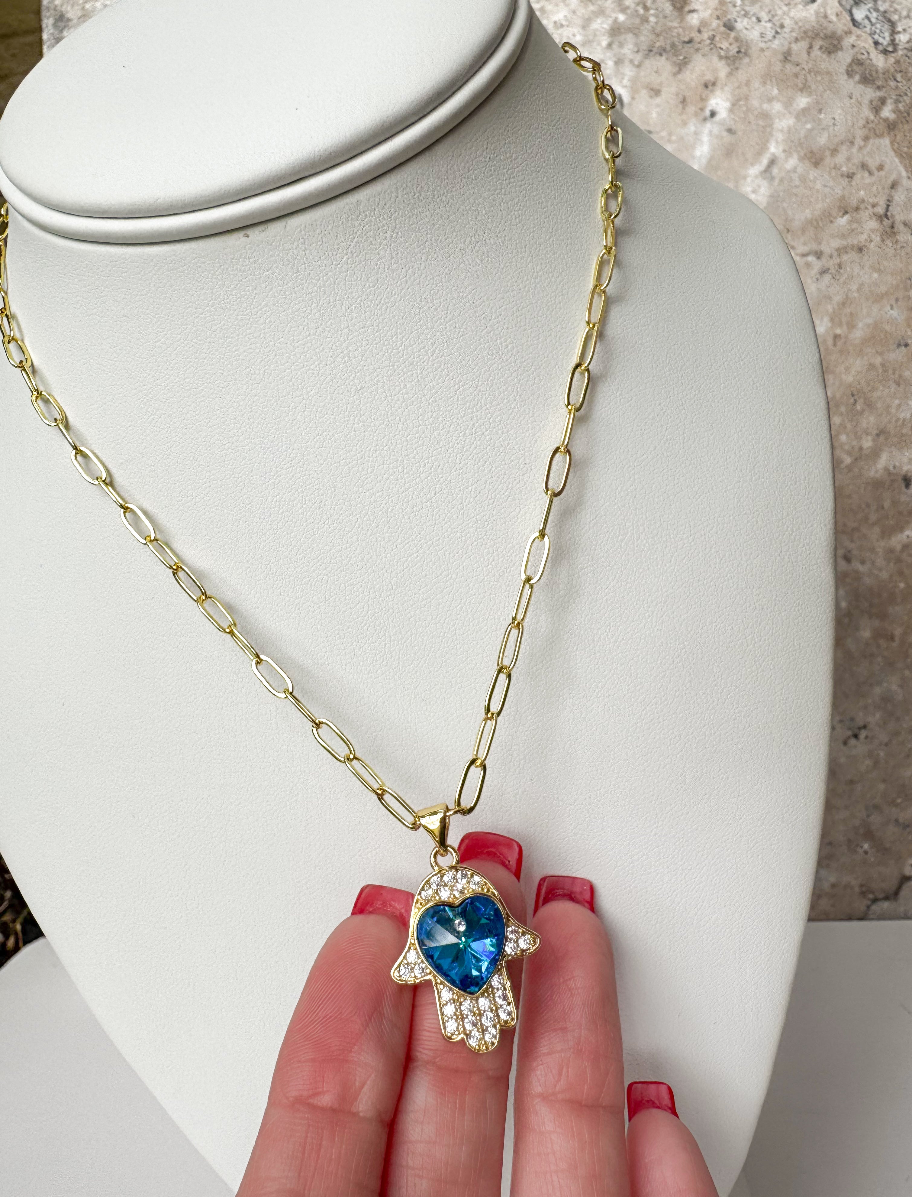 Hamsa Blue Necklace