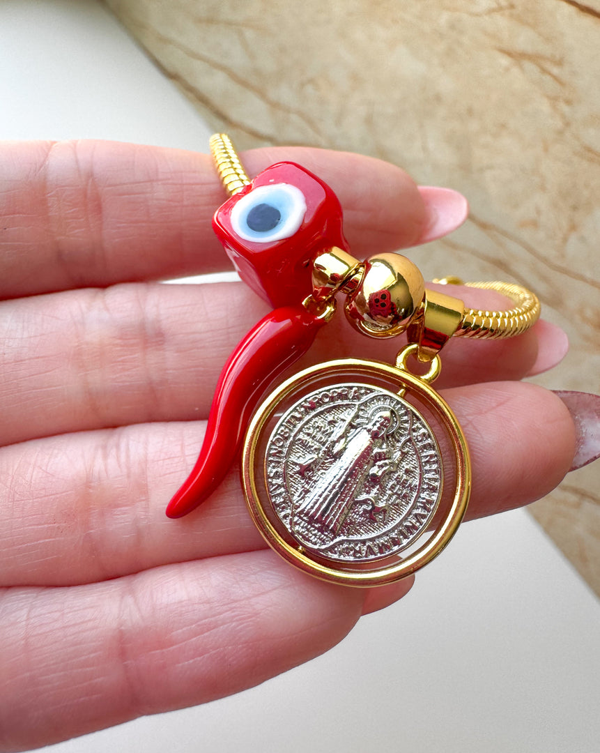 Pulsera Amuleto St Benito Tuerca Roja