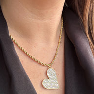 Big Zirconia Heart Necklace