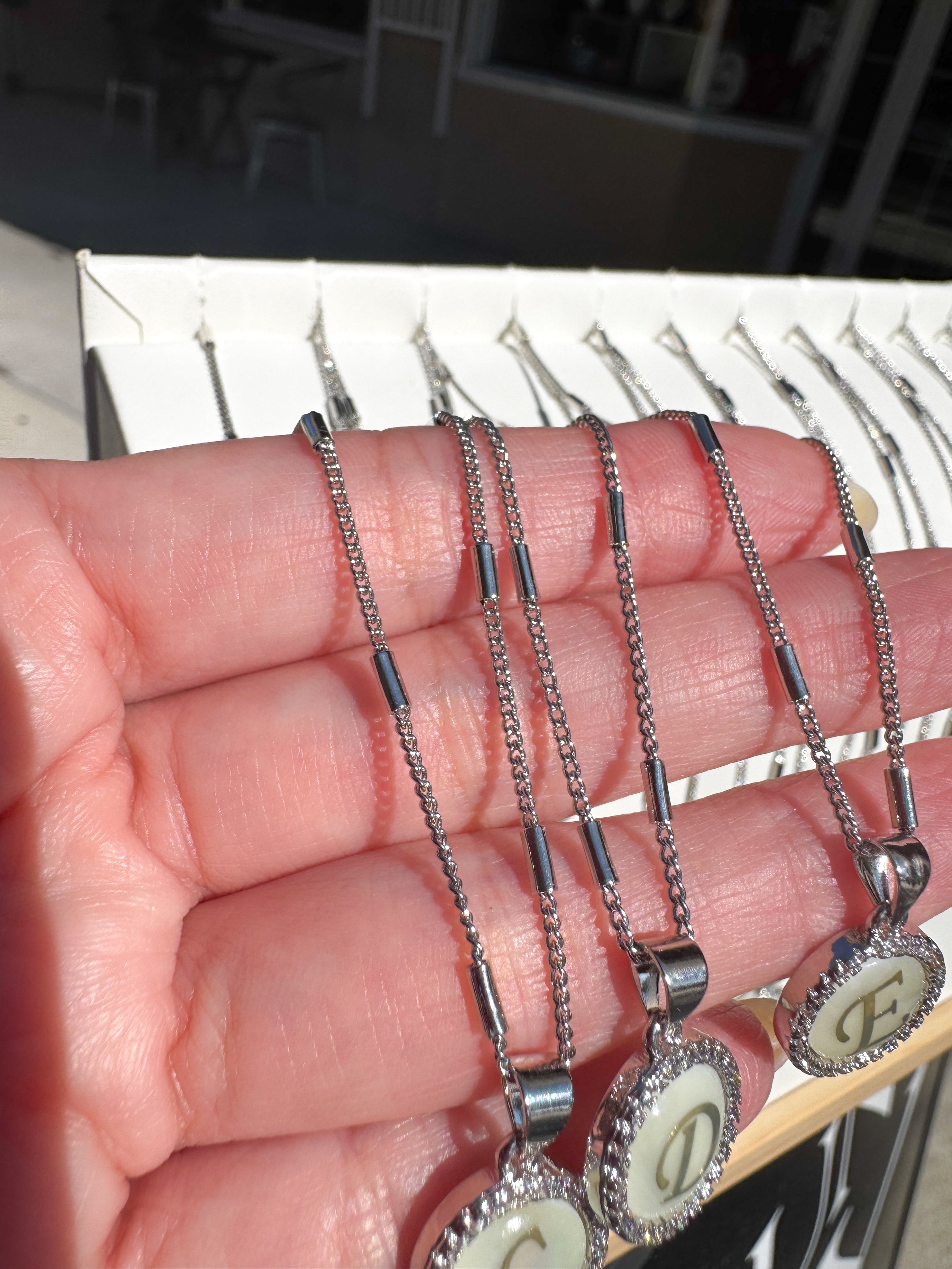 Initial Silver Mother of Pearl Necklace