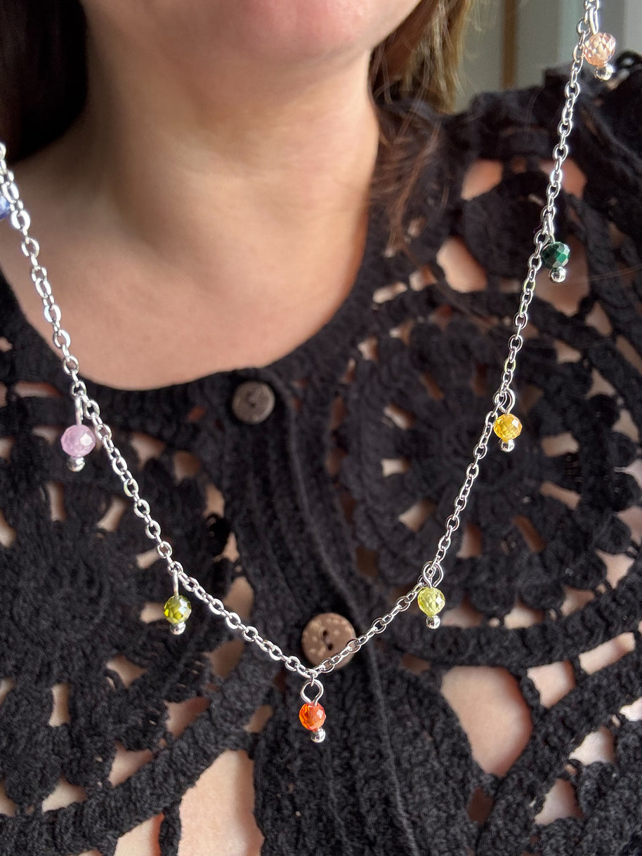 Colorful Beads Silver Necklace
