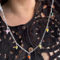 Colorful Beads Silver Necklace