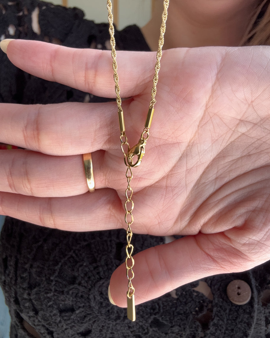 Golden Cross Crystal Steel Necklace