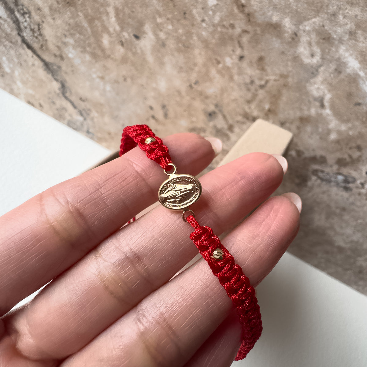 Miracle Virgin 18K Solid Gold in Red String Bracelet