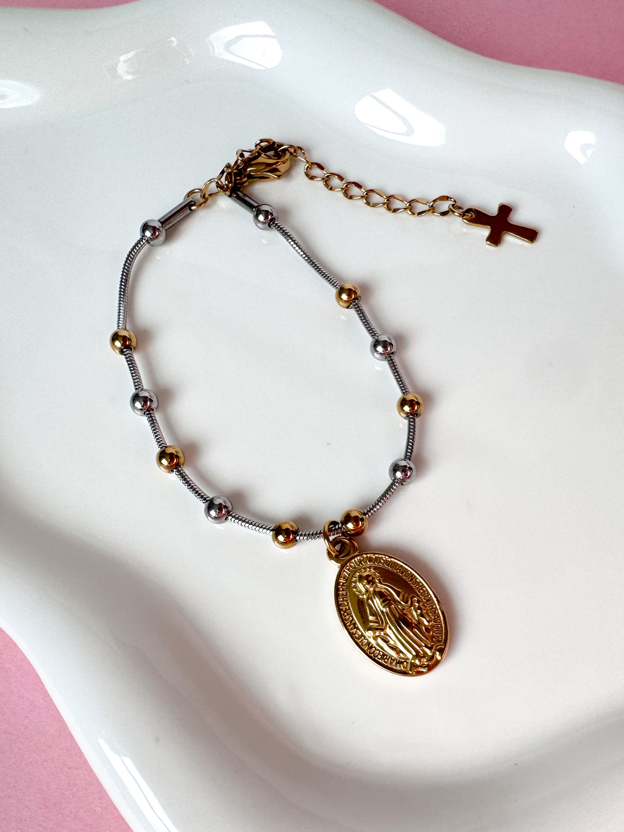Silver & Gold Steel Miracle Virgin Bracelet