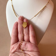 Golden Steel Guadalupe Virgin Rosary Necklace