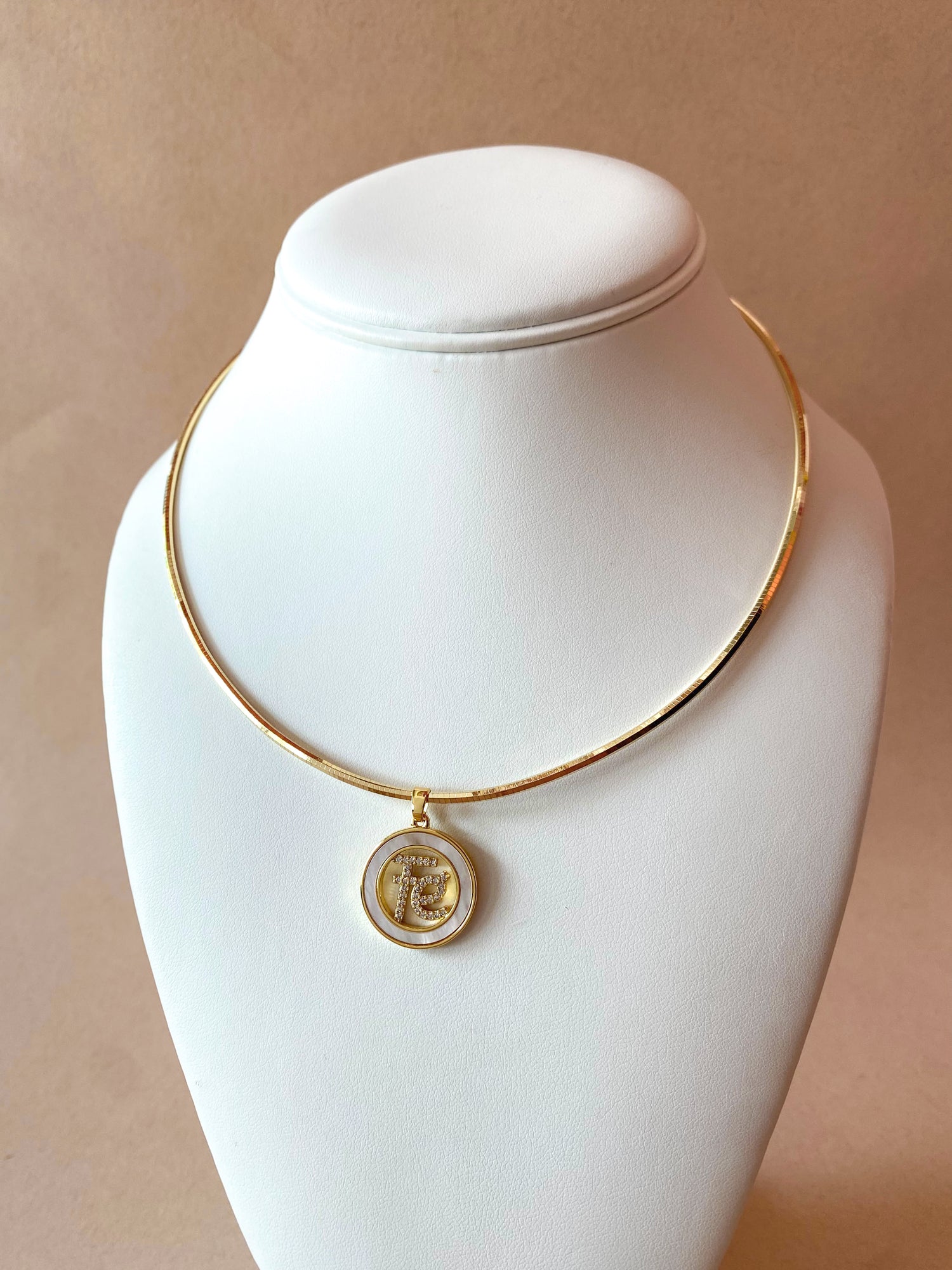 Faith Mother of Pearl Charm in Choker Necklace
