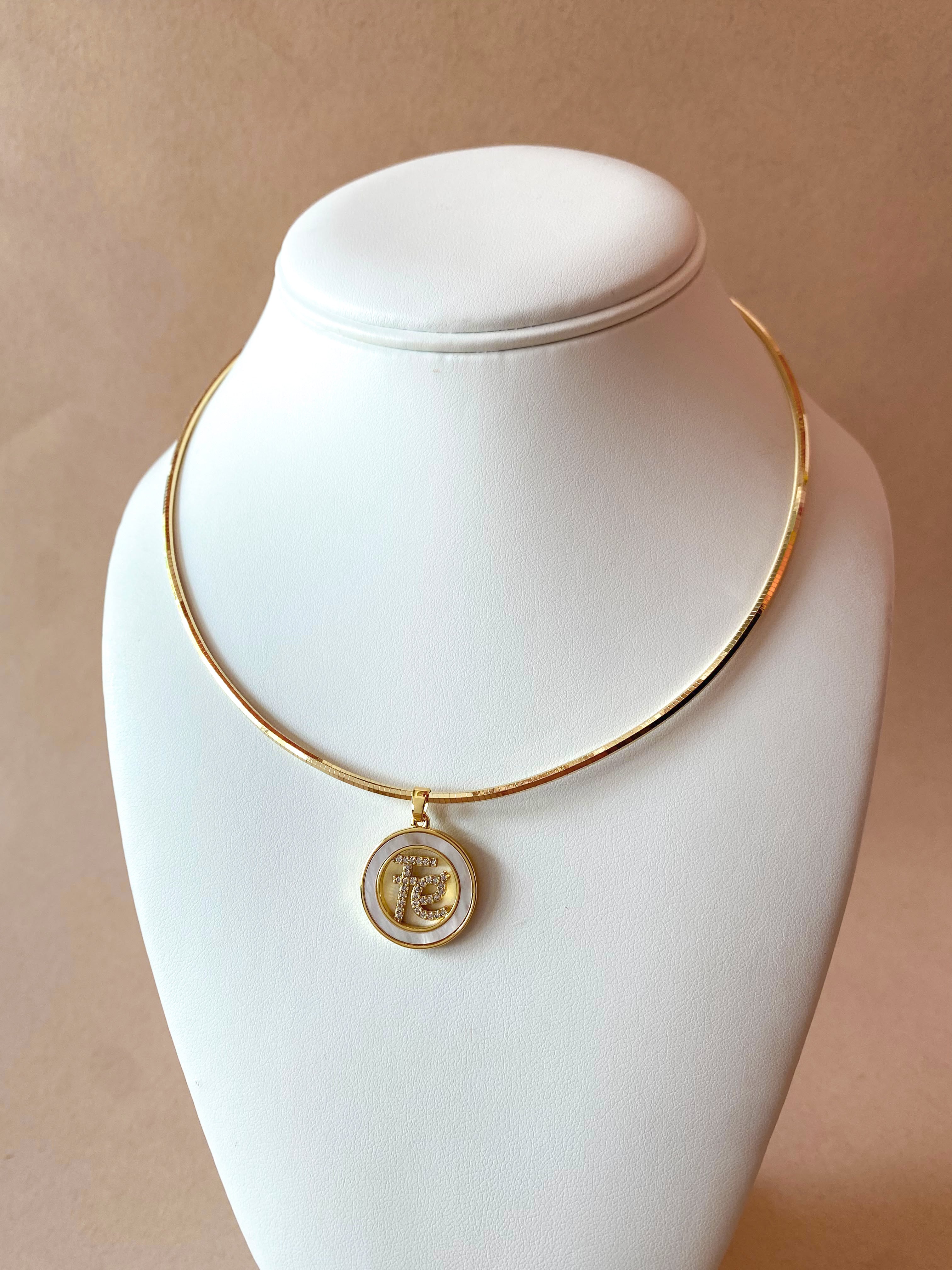 Faith Mother of Pearl Charm in Choker Necklace