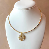 Faith Mother of Pearl Charm in Choker Necklace