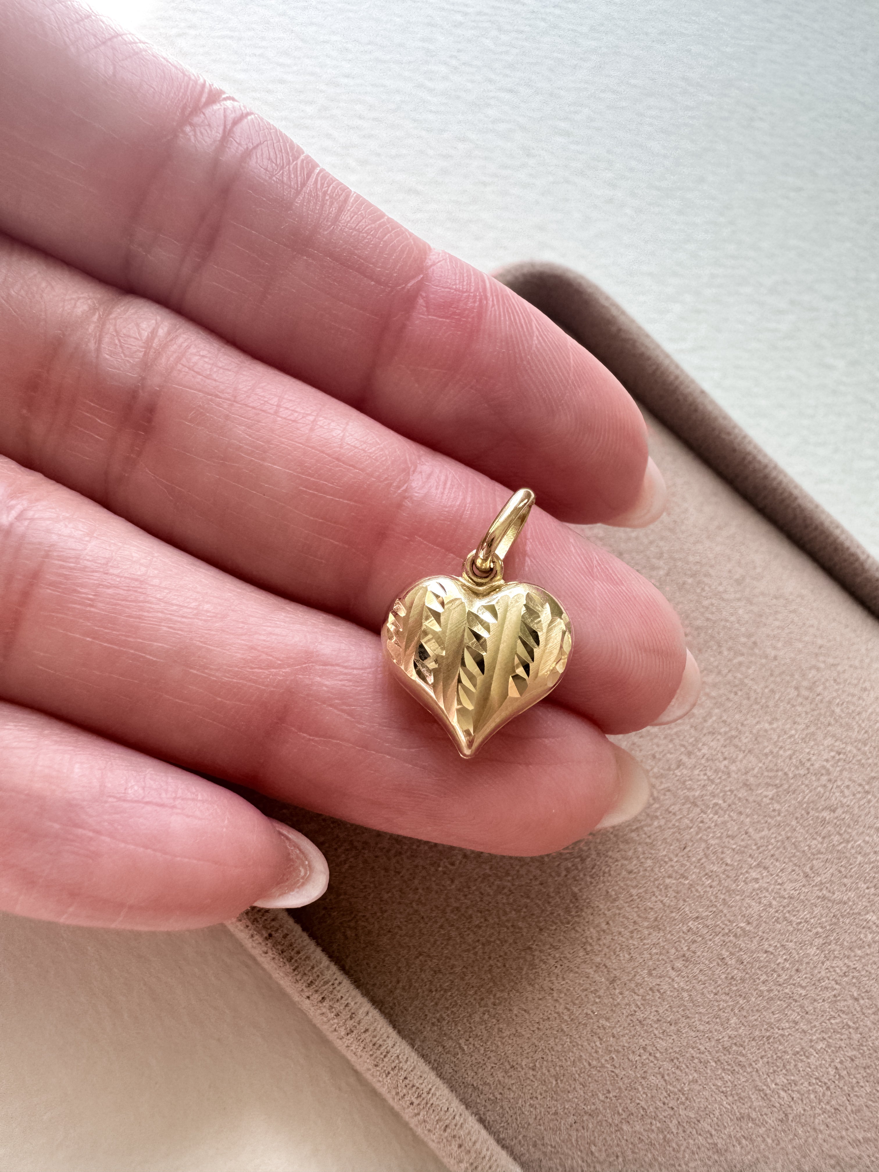 Medium Heart 14K Solid Gold Charm