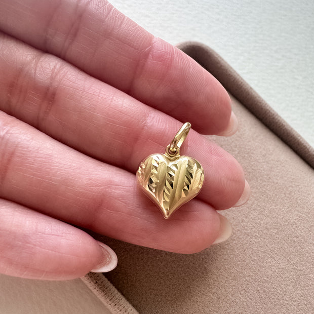 Medium Heart 14K Solid Gold Charm