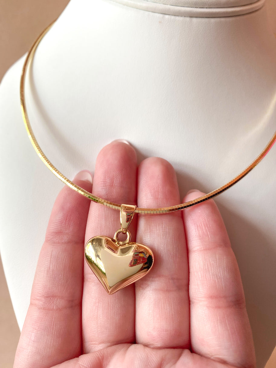 Golden Medium Heart in Choker Necklace