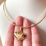 Golden Medium Heart in Choker Necklace