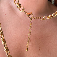 Oval or Round Classic Golden Steel Links Chain Necklaces