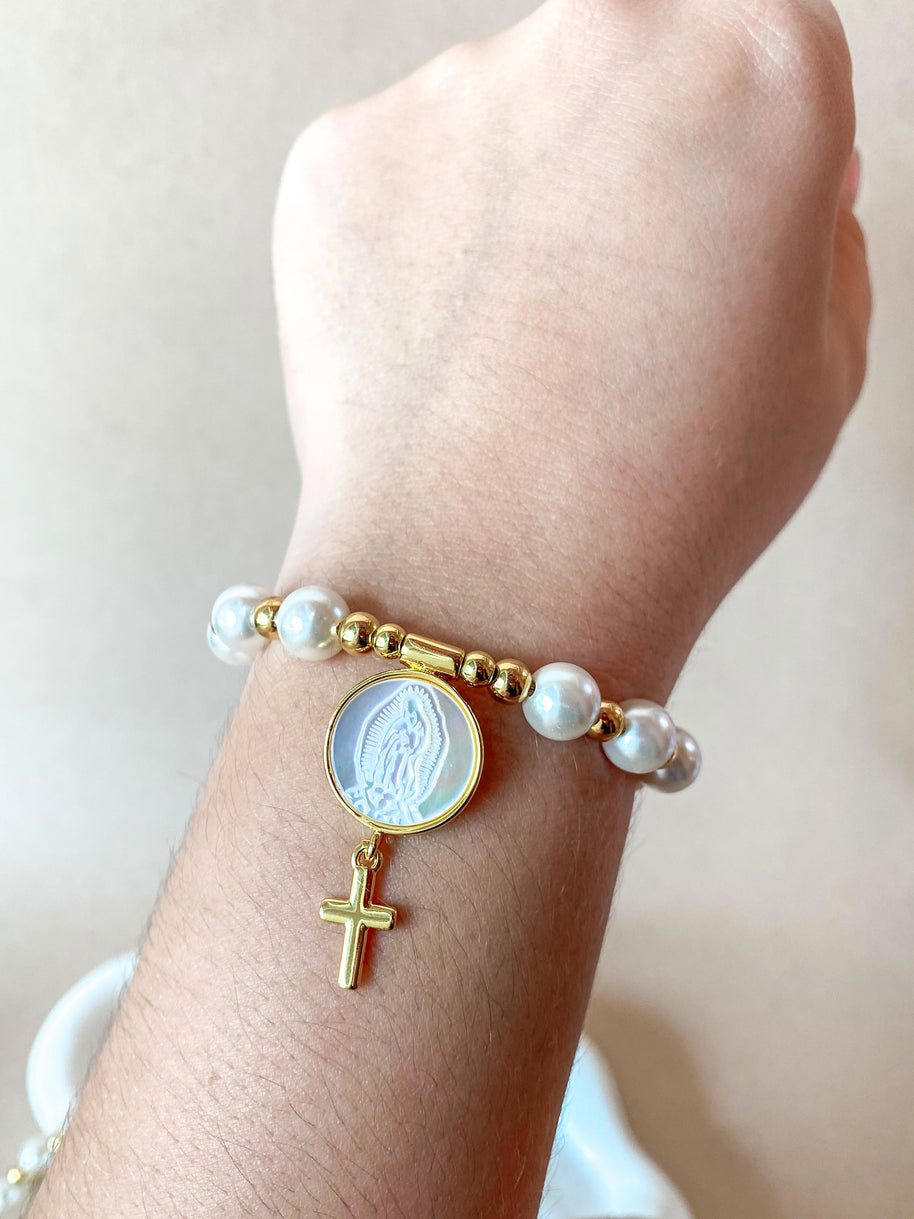 Mother of Pearls Medals Pearls Bracelet