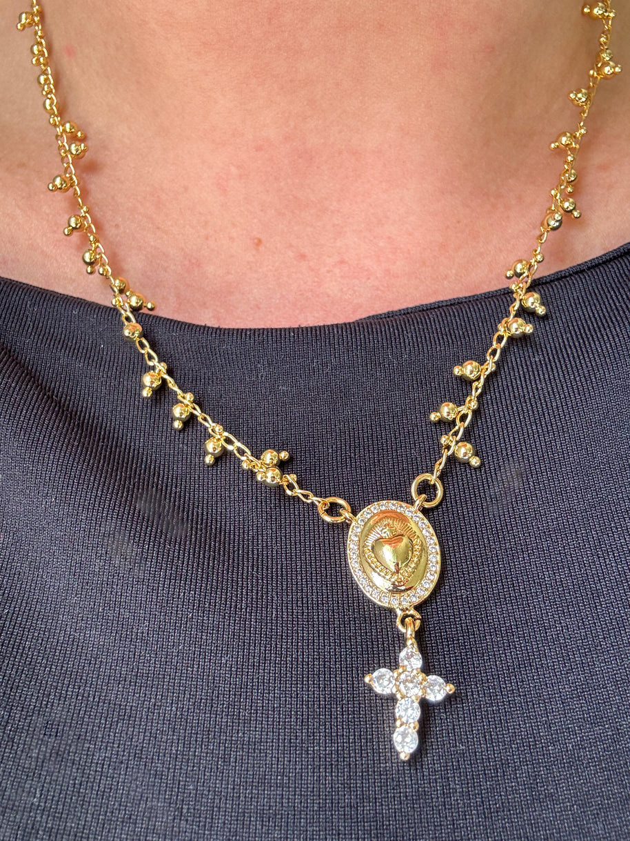 Cadena Corazon de Jesus y Cruz