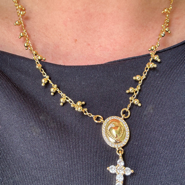 Cadena Corazon de Jesus y Cruz