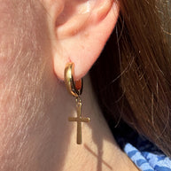 Golden Steel Cross Hoops