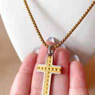 Golden & Silver Cross Large Men Necklace