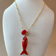 Red Fish and Turkish Stone Necklace