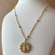 Virgin of the Valley Crystals Circular Medal Necklace