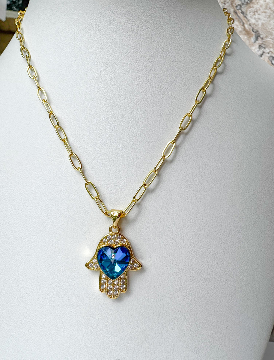 Hamsa Blue Necklace