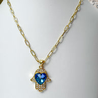 Hamsa Blue Necklace