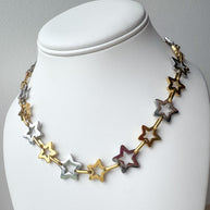 Golden & Silver Star Pattern Necklace