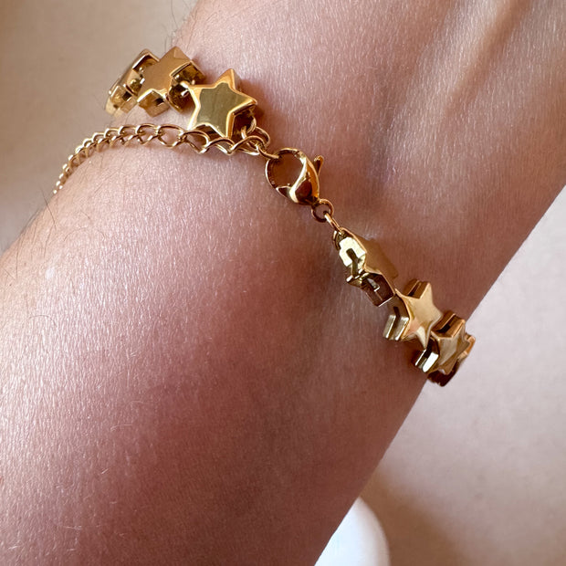 Golden Steel Stars ⭐️ Pattern Bracelet