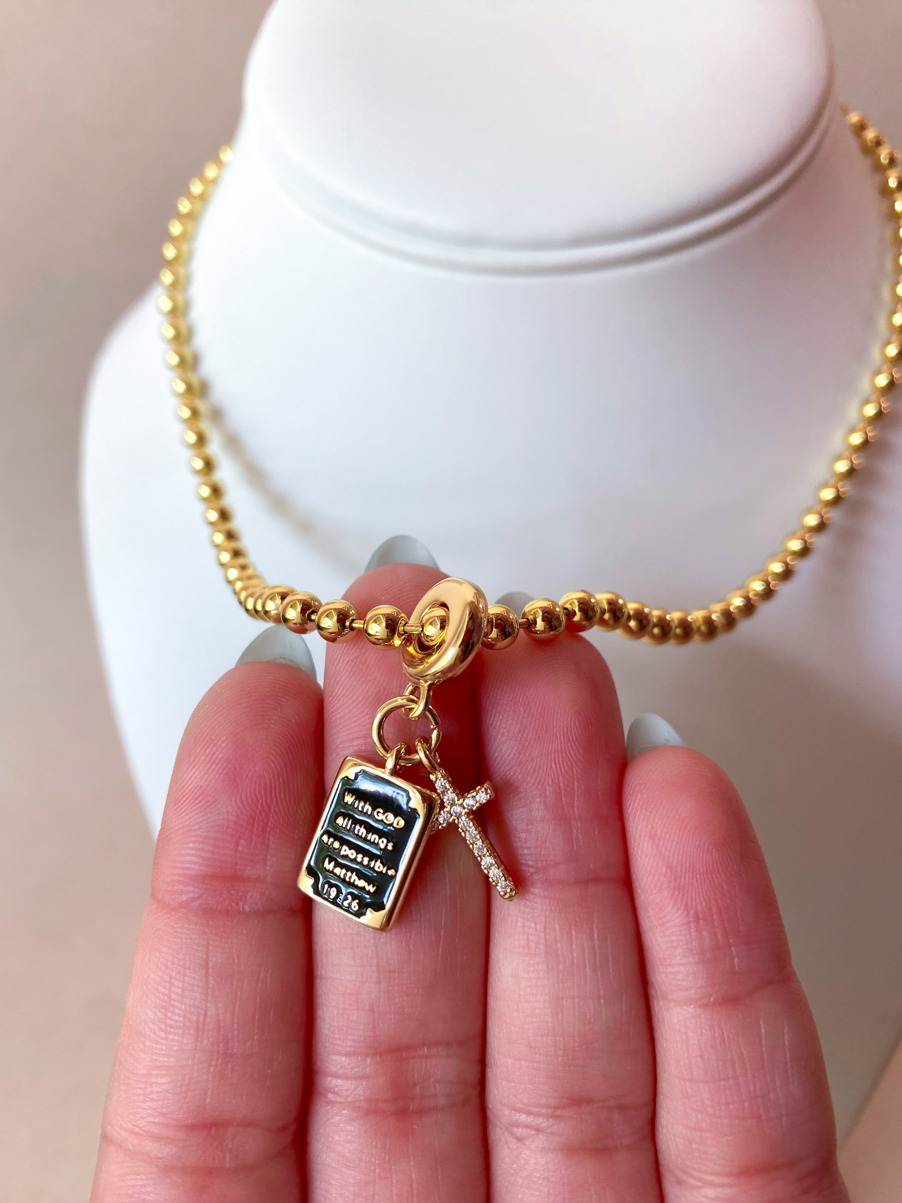 Black Bible Verse and Cross Necklace