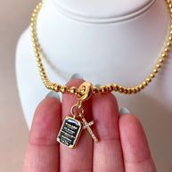Black Bible Verse and Cross Necklace