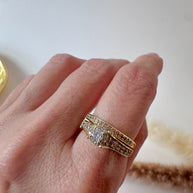 Golden and Shiny Zircon 2 Ring Set