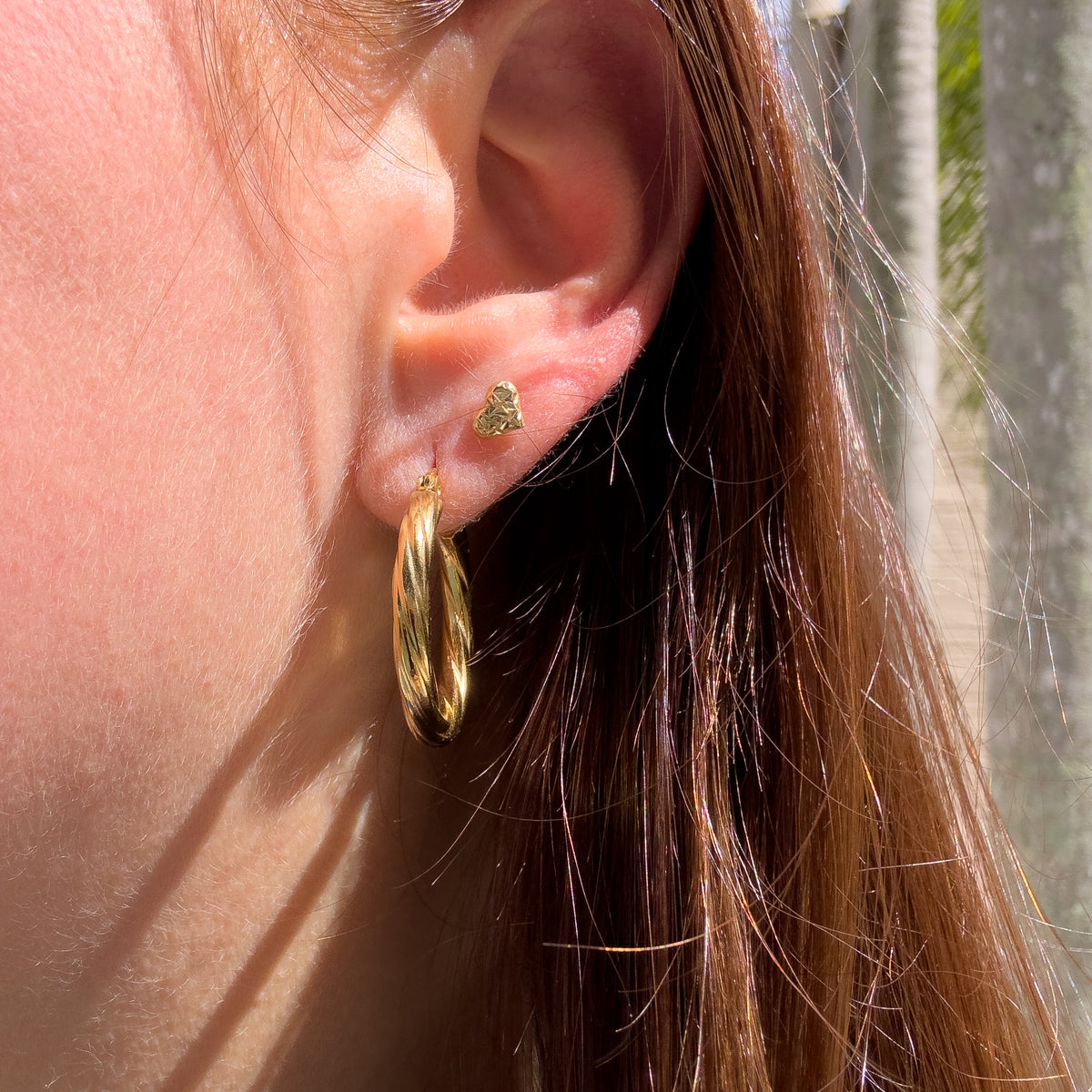 Spiral Medium Golden Steel Hoops