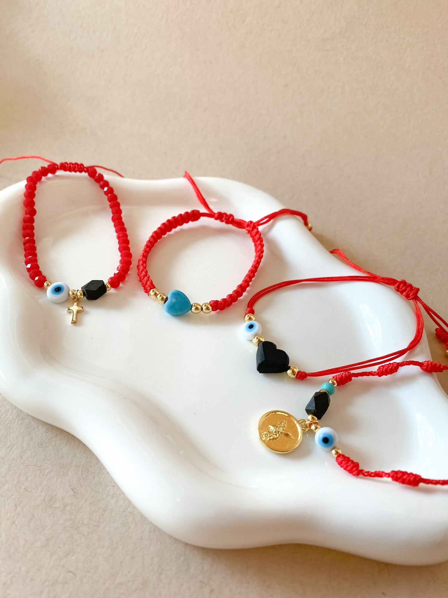 Variety of Red Threads Protection Charms Adjustable Bracelets
