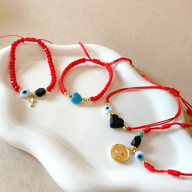 Variety of Red Threads Protection Charms Adjustable Bracelets