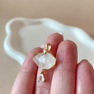 Cloud and Raindrop White Quartz Crystal Charm