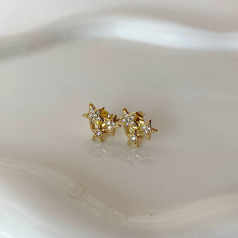 Little 3 Stars Zircons Earrings