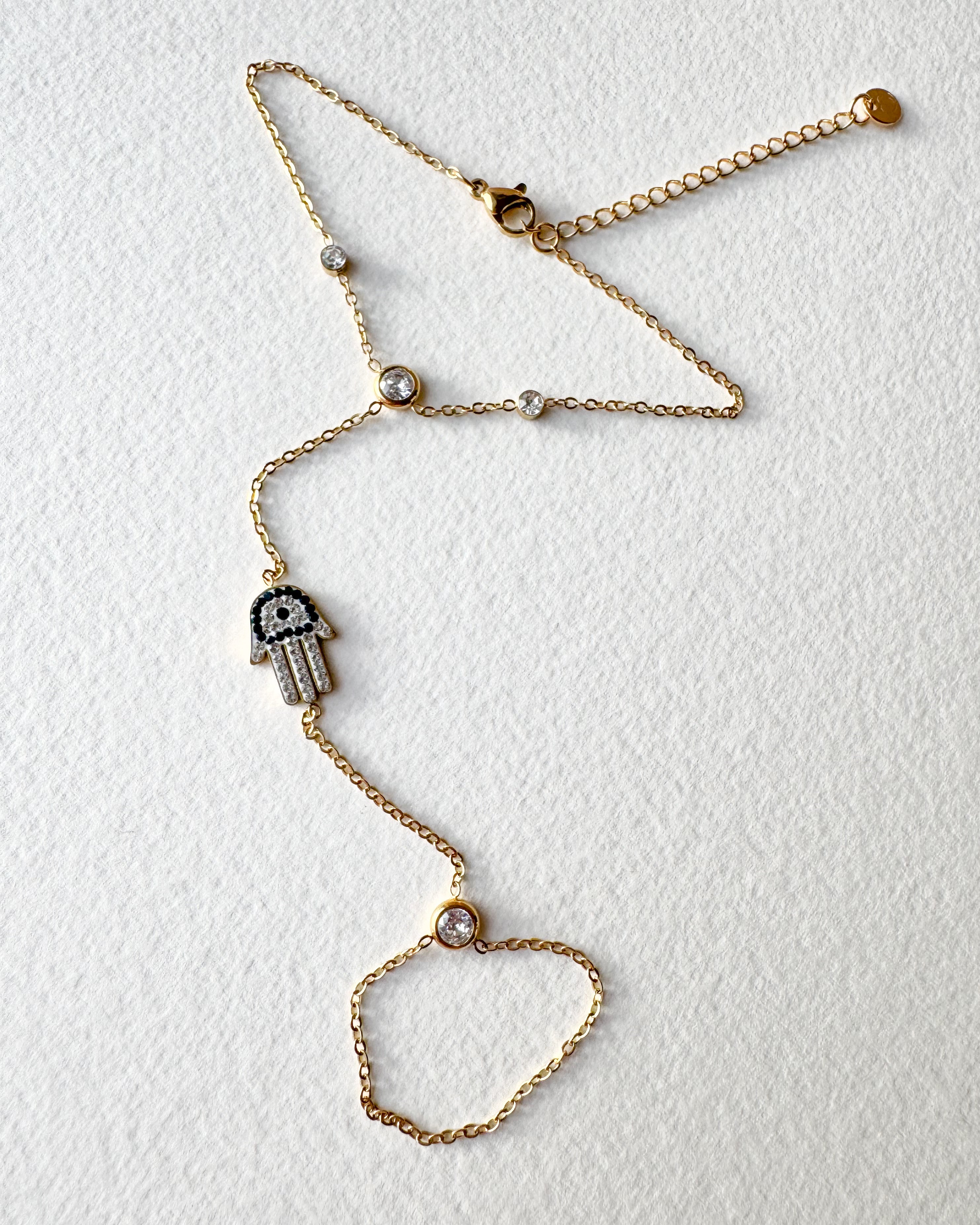 Golden Ring & Bracelet Hamsa Charm