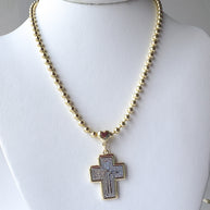 Our Father Cross Heart Style Medal Necklace