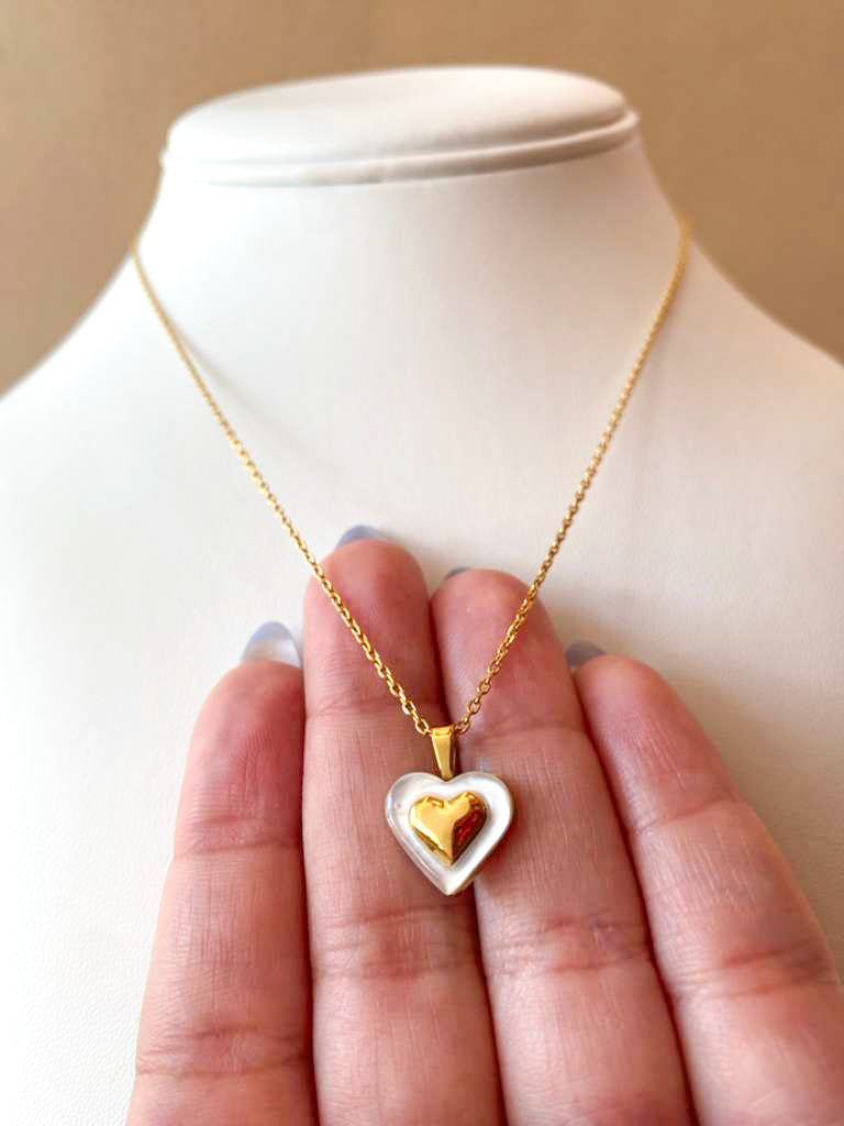 Heart chain, sweetheart and gold