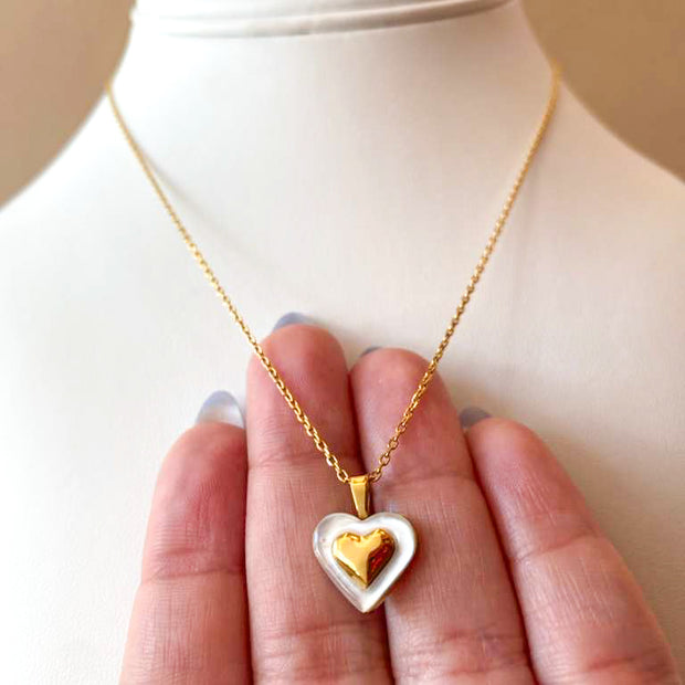Heart chain, sweetheart and gold