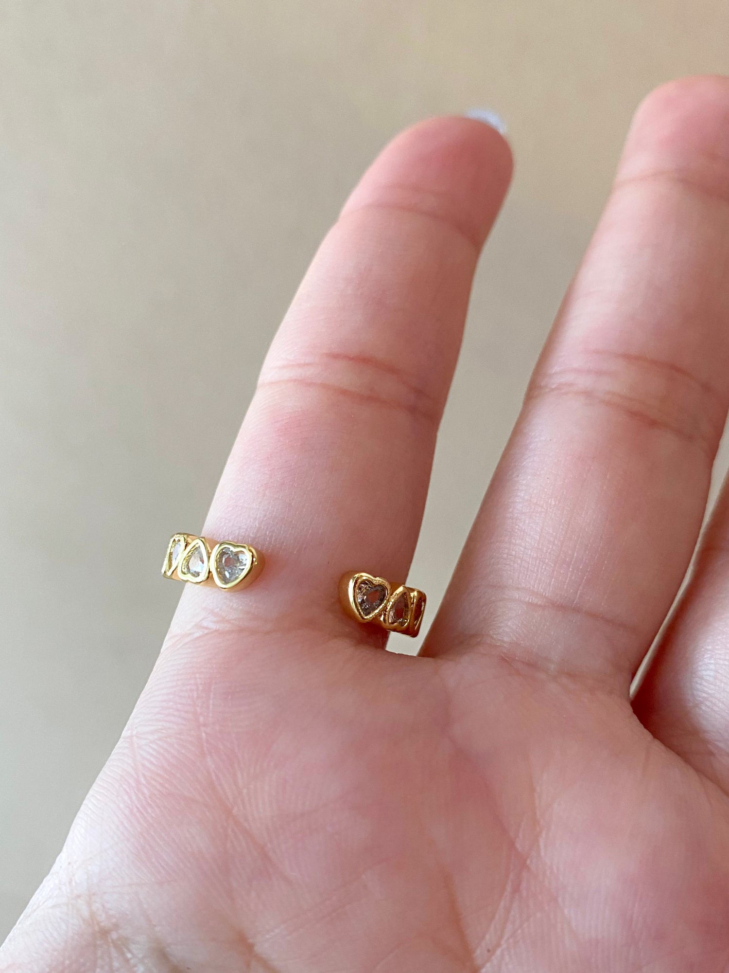 Little Clear Hearts Pattern Crystal Ring