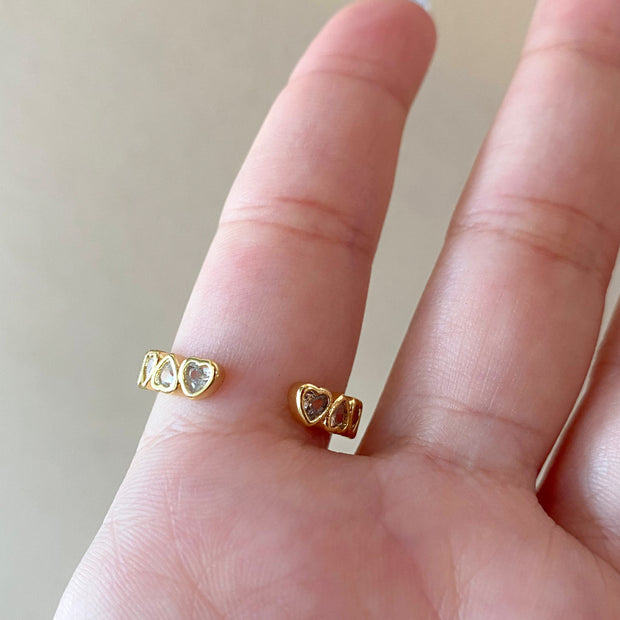 Little Clear Hearts Pattern Crystal Ring